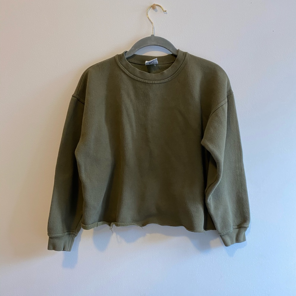 Nike Army Green Cropped Sweatshirt